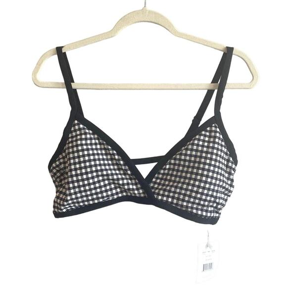 NWT Andie Swim The Cove Bikini Top In Black Gingham Size Large - Picture 3 of 7
